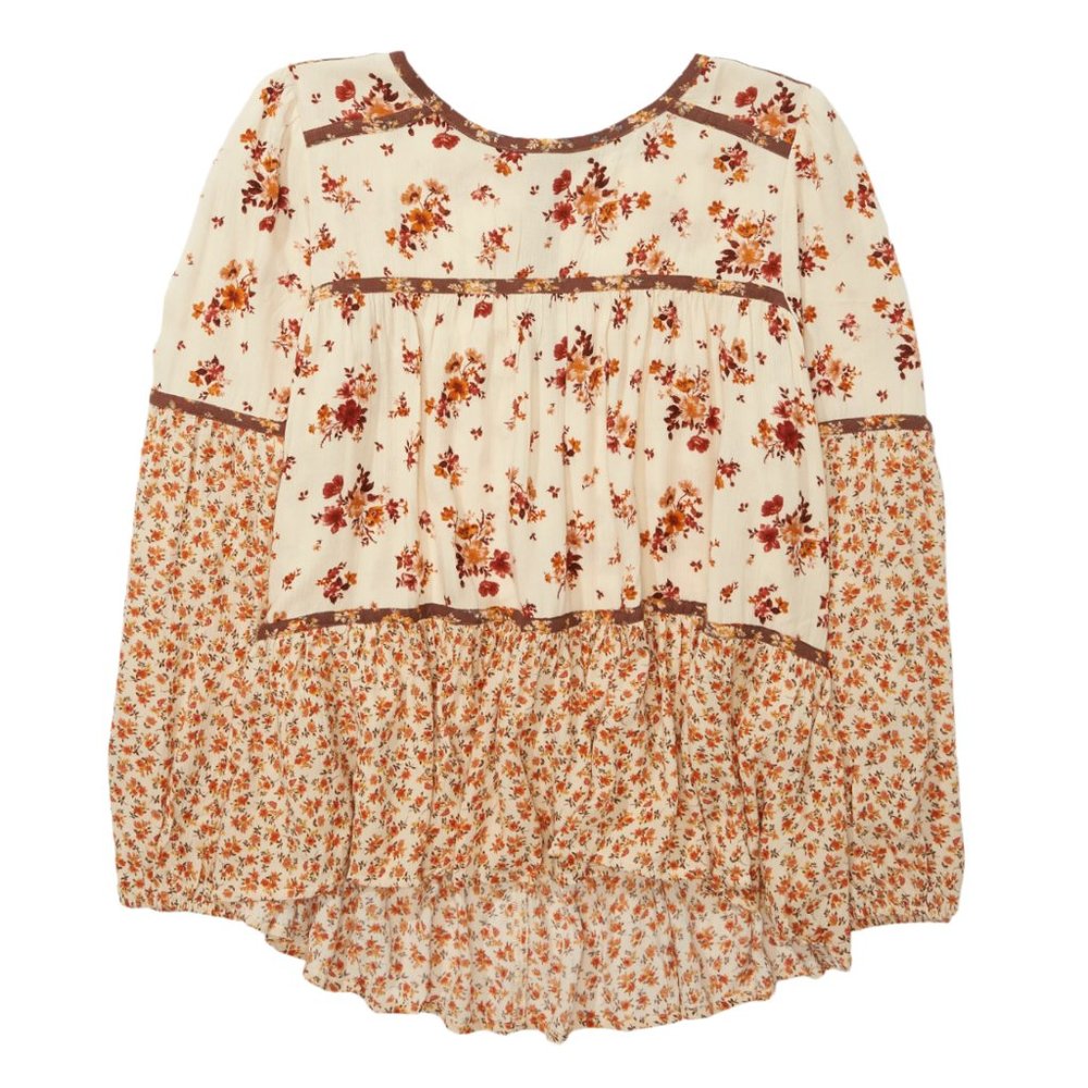 American Eagle Floral Printed Tiered Tunic Top